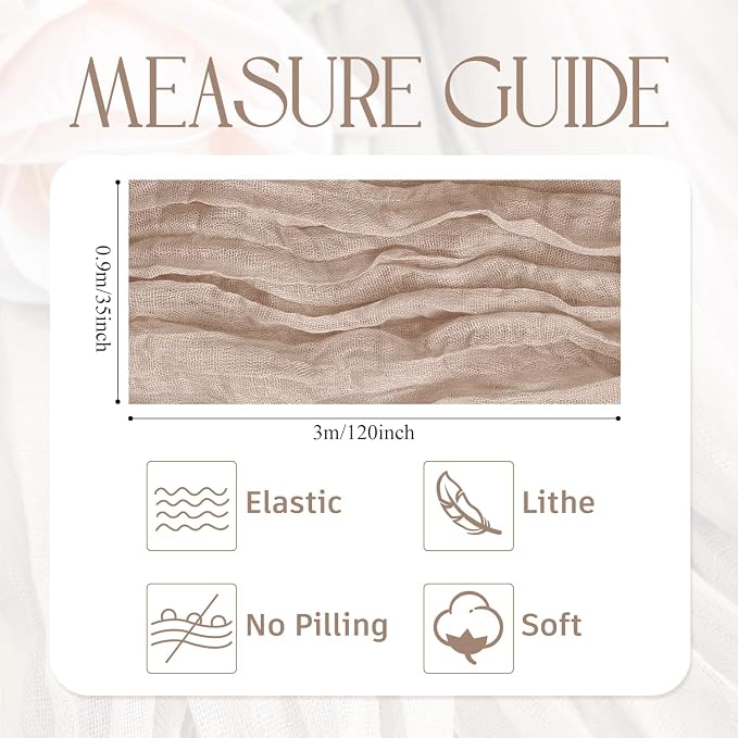 Cheesecloth Table Runner Nude Pink 10FT Boho Gauze Runner, 4 Pack | 120 Inch - Image 2