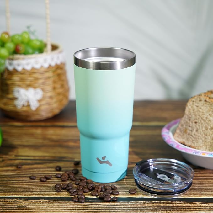 Konokyo 20 oz Tumbler with Handle and Straw, Insulated Travel Mug | Turquoise; - Image 6