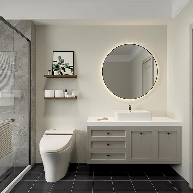 Floating Shelves for Wall, Wall Mounted Shelves Set of 2, Rustic Shelves with Lip, Display Picture Ledge Shelf for Wall Decor Living Room Bathroom Kitchen - Brown