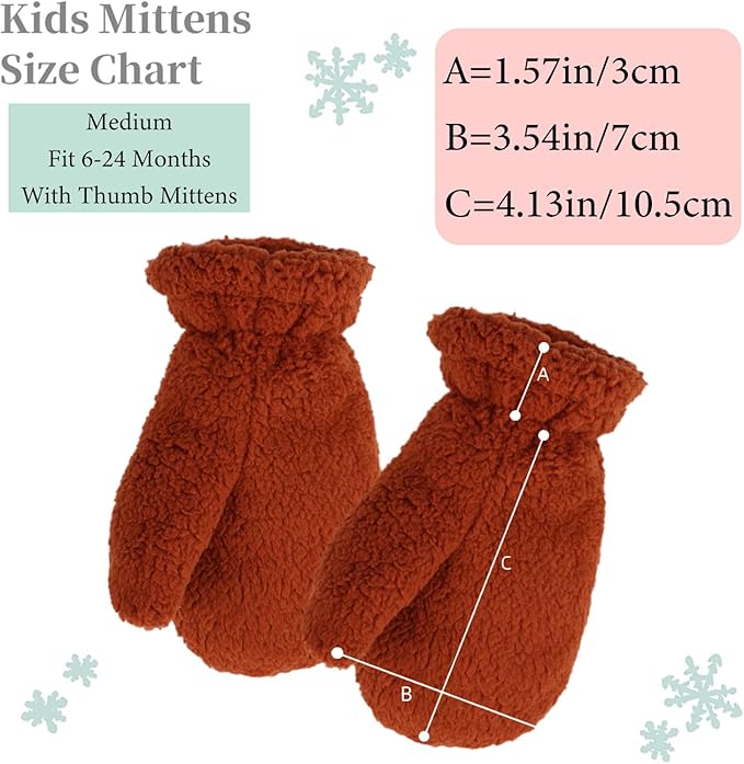 Zsedrut Baby Boys Winter Glove Warm Toddler Infant Girls Mittens Fleece Lined Gloves 1-7 Years