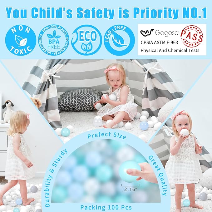 GOGOSO Playpen Balls for GirlsToddlers for Playhouse, Baby Pool, Play Ball Fun Centers, for Babies, Kids, Toddlers 1-3, Phthalate Free BPA Free