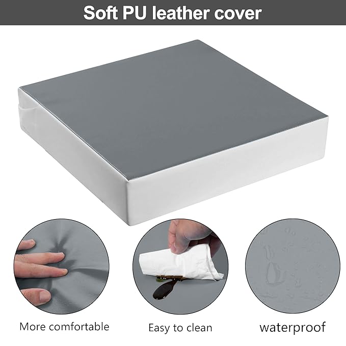 Kalawen Booster Seat for Kitchen Chair, Upgraded 2Pcs PU Washable Straps Safety Buckle Kids Toddler Booster Seat for Table