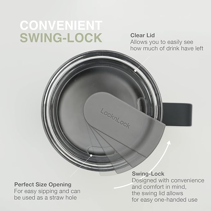 LocknLock Metro Mug, Premium 18/8 Stainless Steel Metal, Double Wall Insulated - Image 2