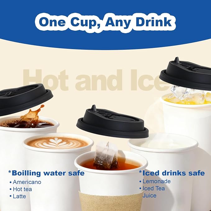 16 oz 50 Pack Coffee Cups with Lids and Sleeves, Hot Disposable To Go Travel - Image 6