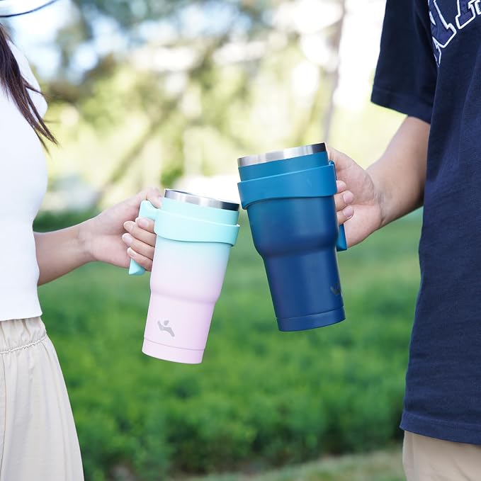 Konokyo 40 oz Tumbler with Handle and Straw, Insulated Travel Mug | Lavender - Image 7