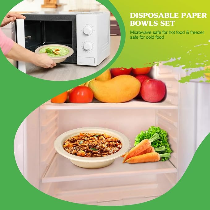 greensight Disposable Paper Bowls 16oz, 100 Pack Eco-friendly Compostable | - Image 5