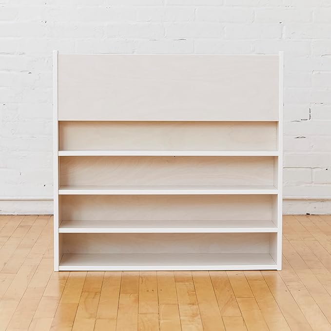 ECR4Kids Streamline Single-Sided Book Display with Storage, Classroom Bookshelf, White Wash