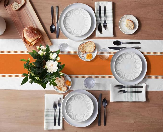 Orange Table Runners, Farmhouse Stripes Table Runner Non Slip Dresser Scarves - Image 3