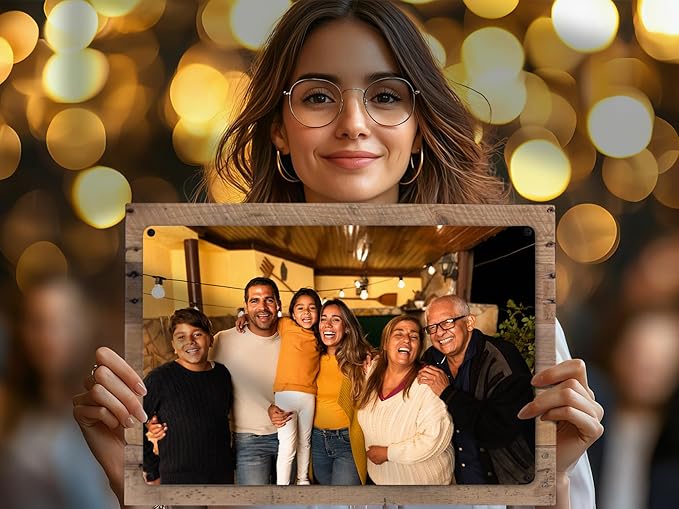 MUNDAZE Custom Portrait Metal Print on Reclaimed Wood Pallet Frame – Personalized Family Photo Gift – Glossy Aluminum Wall Art Keepsake – Made and Shipped in USA (16 x 12)