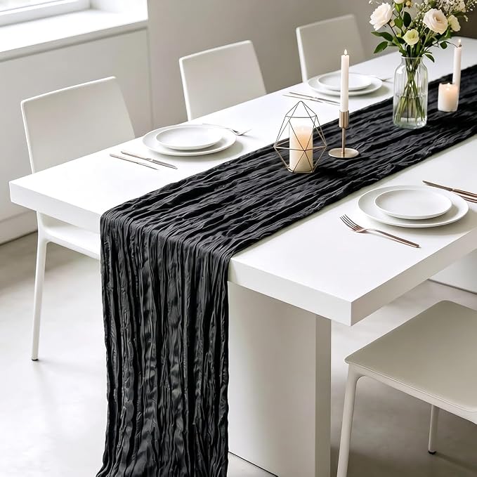3 Pack Black Cheesecloth Table Runner 21 x 120 Inch Boho Gauze Sheer Table - Image 4