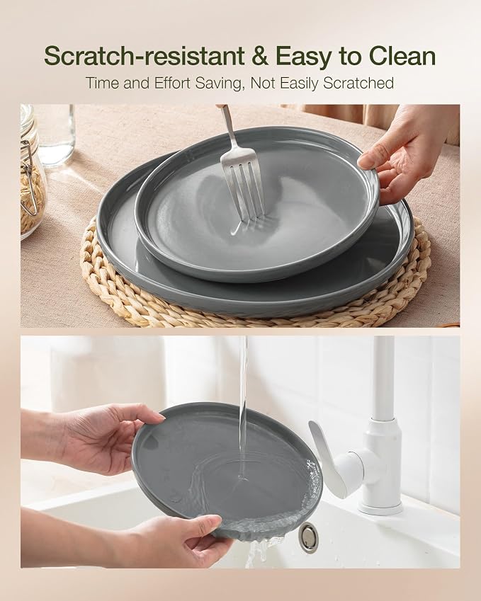 Famiware Milkyway 18-Piece Stoneware Dinnerware Set, Dark Gray | Plates and - Image 7