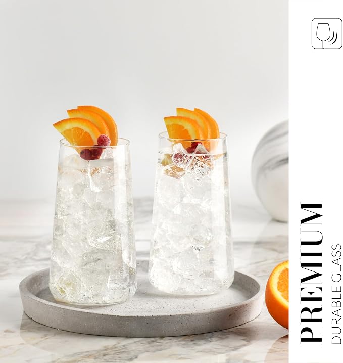 Krosno Water Glasses Set of 4, 20.3 oz, Infinity Collection | Highball Drinking - Image 4