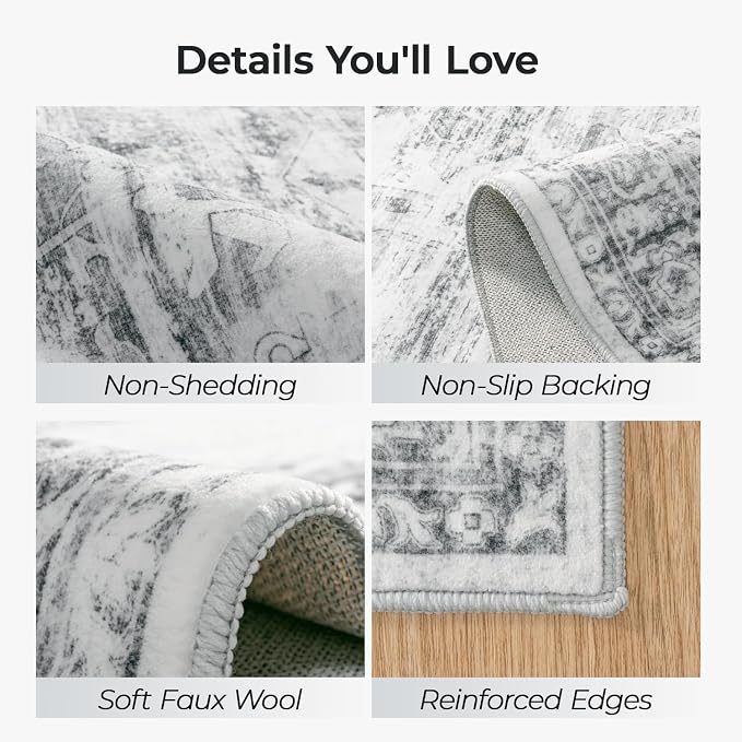 2×6 Washable Kitchen Runner Rug Non Slip, Soft Faux Wool Floor Carpets - Image 3