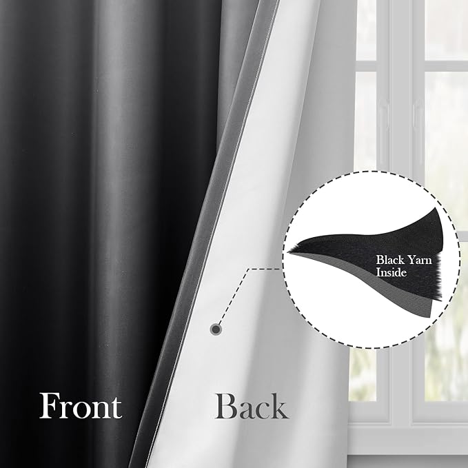 HOMEIDEAS Black Ombre Blackout Curtains 52 X 63 Inch Length Gradient Room Darkening Thermal Insulated Energy Saving Grommet 2 Panels Window Drapes for Living Room, Bedroom