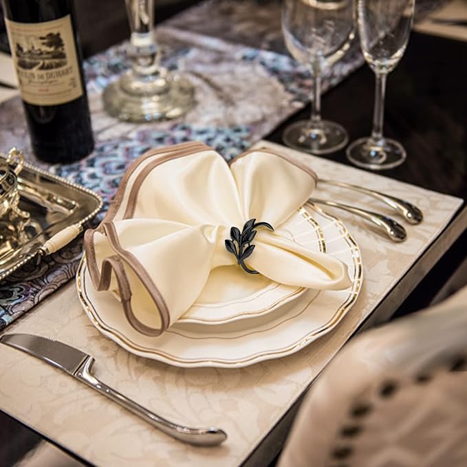 KPOSIYA Napkin Rings Set of 20 Hollow Cut Metal Napkin Holder Dinning Table - Image 3