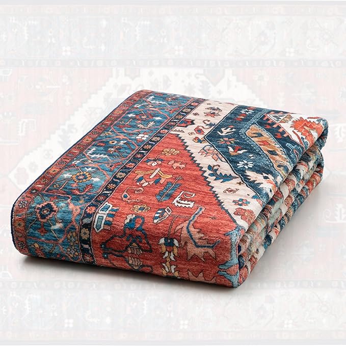 SERISSA Washable Rugs 8x10 Area Rugs, Large Non-Slip Boho Living Room Rust Rug - Image 7