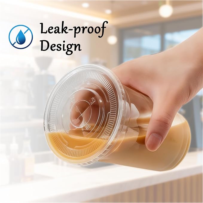 100 Pack 24 oz Leak-Proof Clear Plastic Cups - Image 4