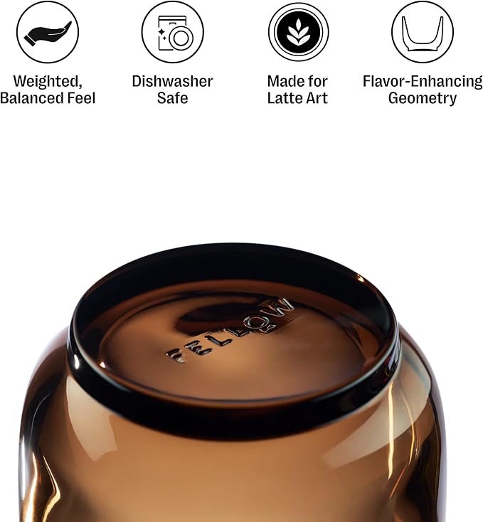 Fellow Pirch Cortado Cups 4.5 oz, Weighted Soda Lime Glass Amber | Curved - Image 2