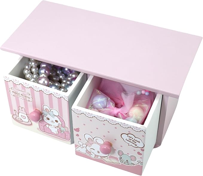 Girl Jewelry Box Pink Cute bunny Tabletop Storage Box Little girl birthday christmas Gift kids jewelry box Organizer