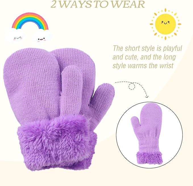 PESAAT Baby Girl Mittens Fleece Toddler Boy Mittens Warm Kids Winter Gloves Unisex Cold Weather Baby Gloves