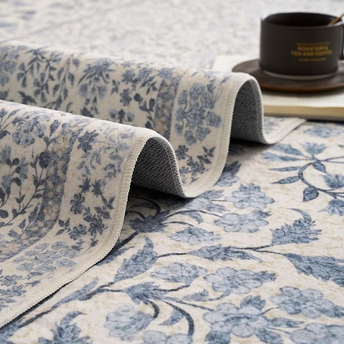 jinchan Zenith Floral Runner Rug 3x10 Washable Kitchen Runner Non-Slip Low-Pile - Image 8