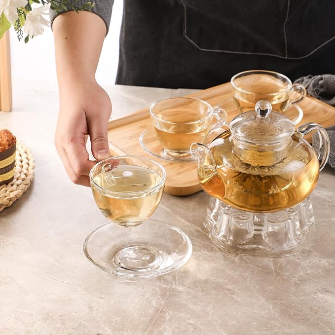 Glass Teapot Set, 40OZ/1200ml Stovetop Safe Glass Tea Kettle - Image 4