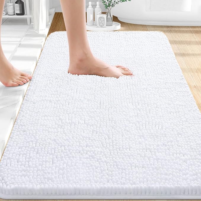 OLANLY Bathroom Rugs 32x20, Extra Soft Absorbent Chenille Bath Rugs, Rubber by OLANLY