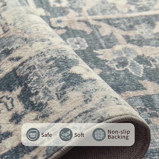 Rugxara 3x5 Rug for Entryway Bedroom, Vintage Retro Boho Throw Rug, Non Slip & - Image 4