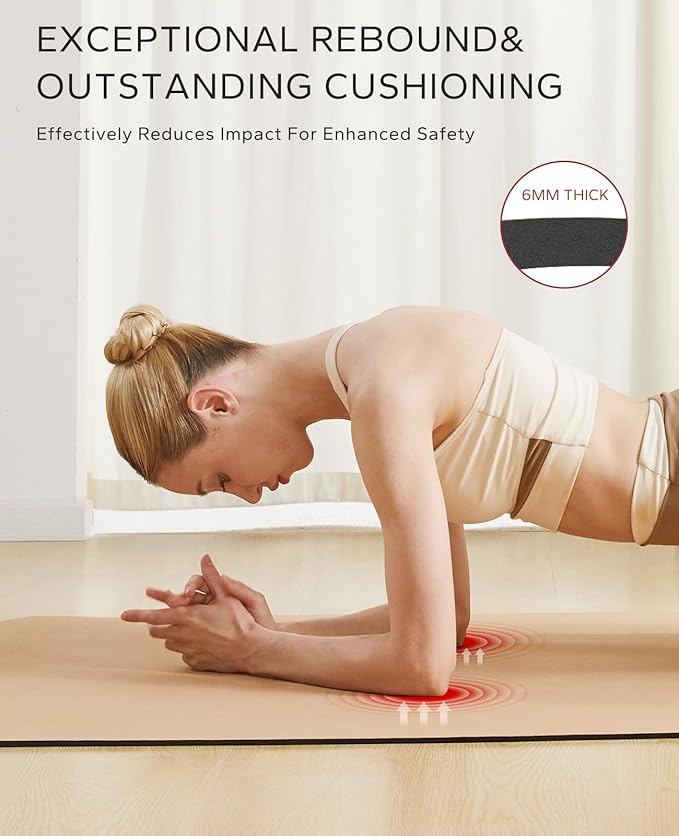 HAPBEAR Large Cork Yoga Mat - 72"x36" Wide Non-Slip for Home Workout, Yoga, Pilates & Stretching - 6mm Cushioned Support - Eco-Friendly & Durable - Bonus Resistance Bands & Carry Bag Included