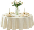Newbridge Barcelona Luxury Damask Fabric Tablecloth, 90” Round, Antique White by HomeBargainsPlus