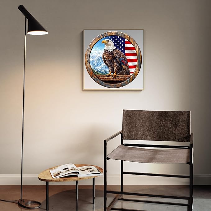 KAAYEE Wooden Puzzles for Adults, 3D Vision Effect Bald Eagle Wooden Jigsaw Puzzle Unique Shape Wood Puzzle Adult, 3D Effect Flat Puzzle Birthday Gifts Family Game (L-13.4 * 13.4in-300pcs)