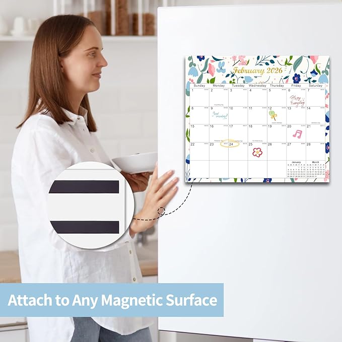 2025-2027 Magnetic Fridge Calendar 21 Monthly Magnetic Calendar for Refrigerator Planner Runs from October 2025 Until June 2027 Easy Organizing Markers Tearable (Flower)