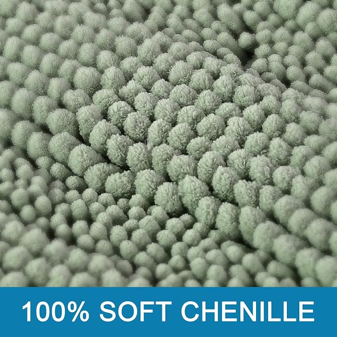 H.VERSAILTEX Bath Mats for Bathroom Non Slip Extra Thick Chenille Striped Bath - Image 3