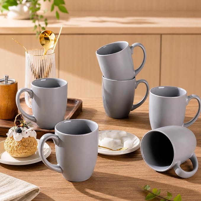 AmorArc 12 OZ Coffee Mugs, Matte Gray Coffee Cups - Image 7
