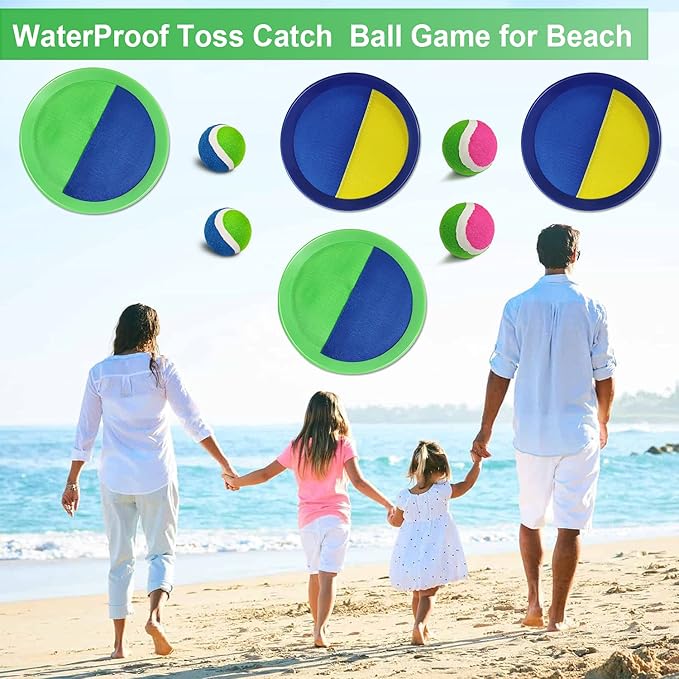 Jalunth Ball Catch Paddle Set Games - Beach Toys Pool Back Yard Outdoor Lawn Games Backyard Camping Toss Age 3 4 5 6 7 8 9 10 11 12 Years Old Boys Girls Kids Adults Family Christmas Easter Gifts