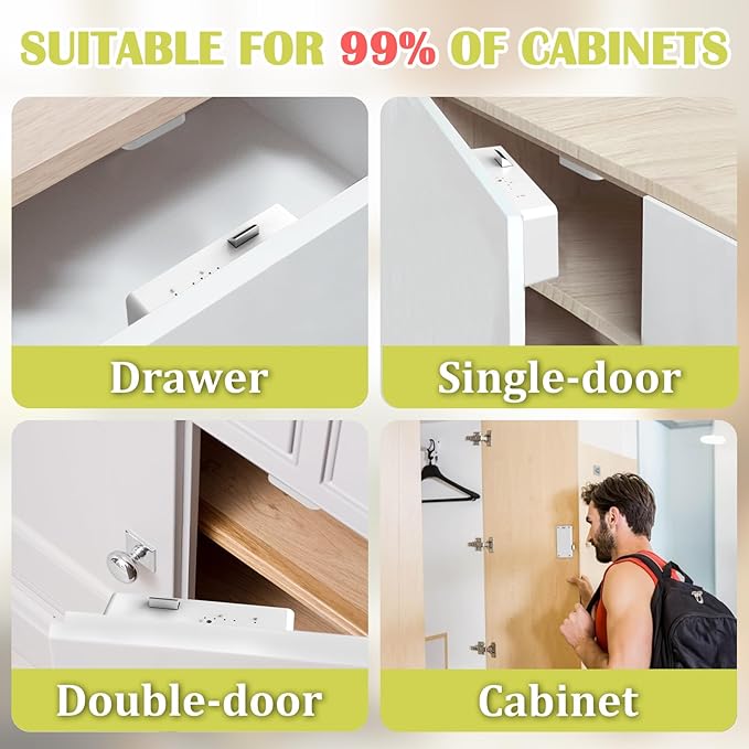 Eseesmart Smart Cabinet Lock, Hidden RFID Keyless Electronic Bluetooth Drawer Locks, Baby Proofing Child Safety Cabinet Locks for Liquor Cabinet Locker Drawer Cupboard Desk Dresser Adults