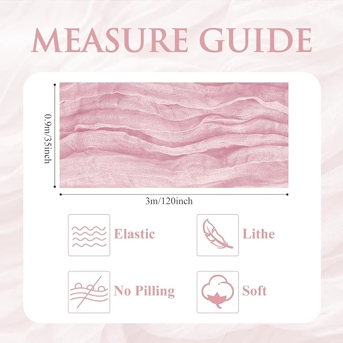 Cheesecloth Table Runner 10FT 2Pcs Blushing Pink Boho Gauze Runners | Cheese - Image 2