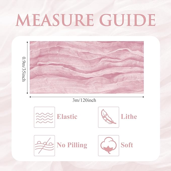 Cheesecloth Table Runner 10FT 4Pcs Blushing Pink Boho Gauze Runners | Cheese - Image 2