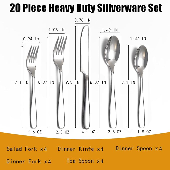 20-Piece Silverware Set, Flatware Set - Image 2