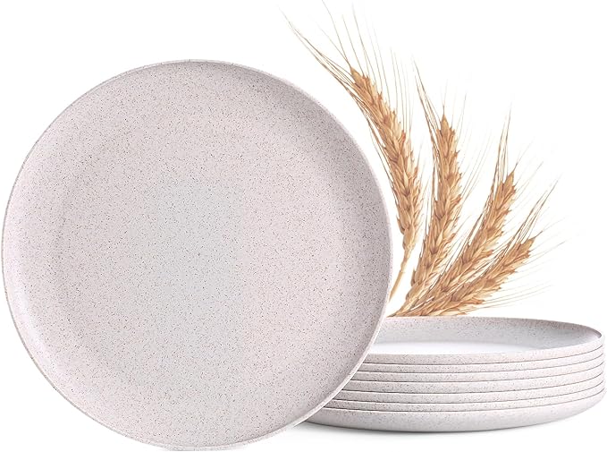 MISS BIG Wheat Straw Plates Set of 8, 10 Inch Dinner Plates, BPA Free | by MISSBIG