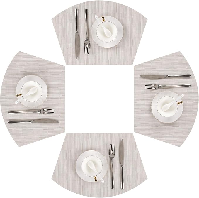 SHACOS Wedge Placemats for Small Round Table Set of 4 Woven Vinyl PVC Placemats by SHACOS