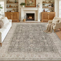 8x10 Area Rugs for Living Room: Vintage Boho Neutral Washable Rug Indoor Soft by Luxturiy