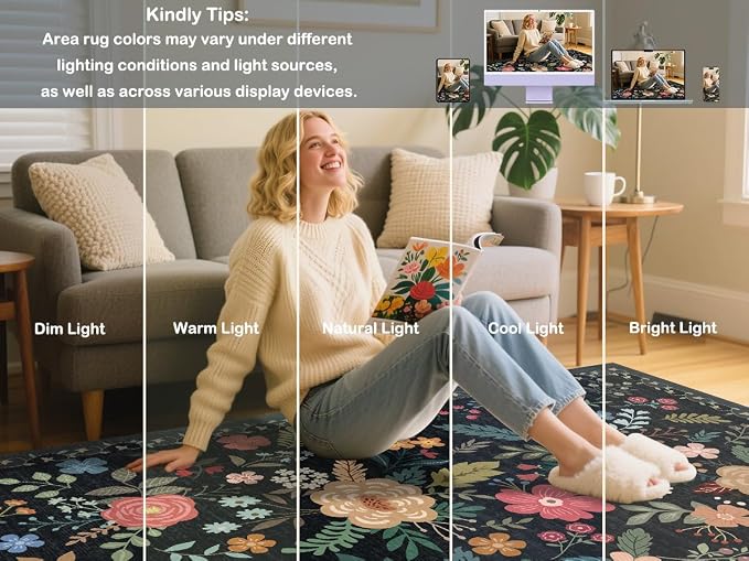 Area Rug for Living Room, 10x12 Large Washable Rugs for Dining Room, Non Slip - Image 5