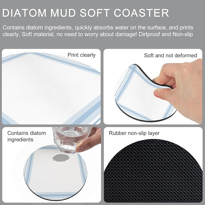 Modern Minimalist Art Coasters Set of 6, Absorbent Coasters - Image 9