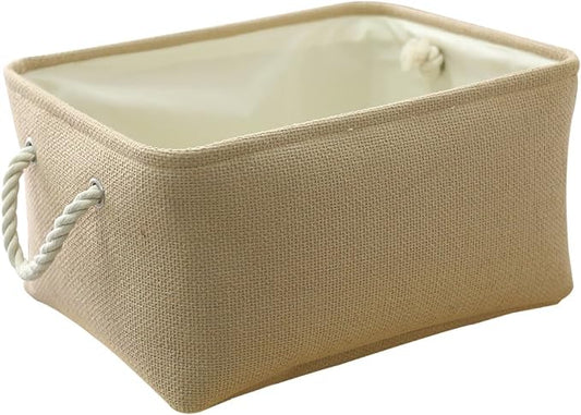 TheWarmHome Large Storage Basket - Fabric Storage Baskets for Organizing Shelves, Collapsible Storage Bin Organizer for Closet Bookself Laundry Dog Toy Home Organization, Decorative Beige Basket Gift