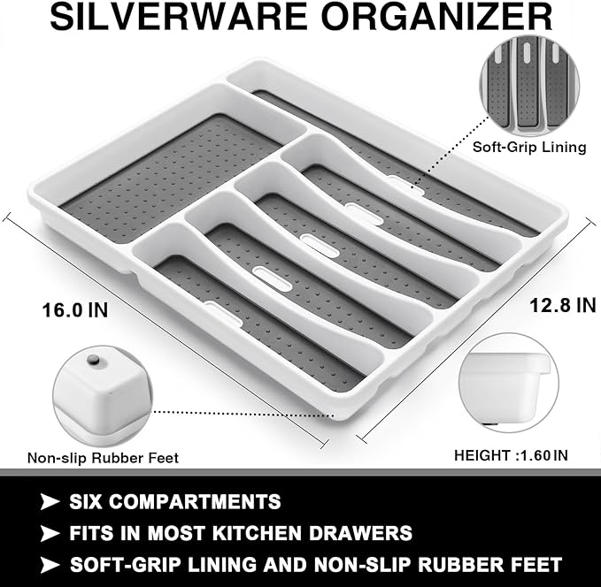 49-Piece Silverware Set with Organizer, Food-Grade Stainless Steel Flatware - Image 4