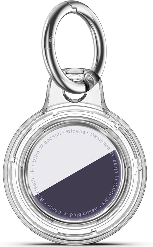 Upgrade Waterproof Airtags Holder with Apple Airtags Keychain, Hard PC Air Tag Case, Anti-Scratch & Shock Air tag Holder,Men's Women's Keyrings & Keychains, for Dog,Car Key,Luggage -Clear White