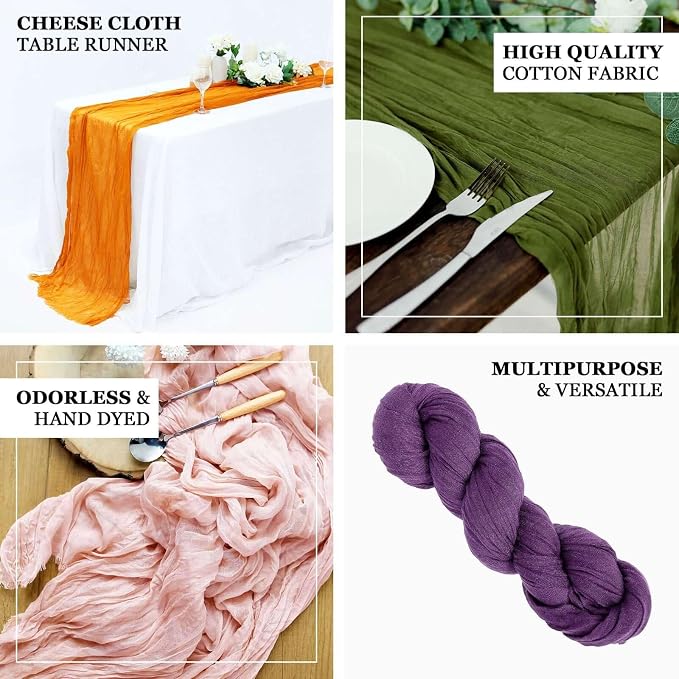 Efavormart 10ft Dusty Blue Cheesecloth Table Runner - Image 4