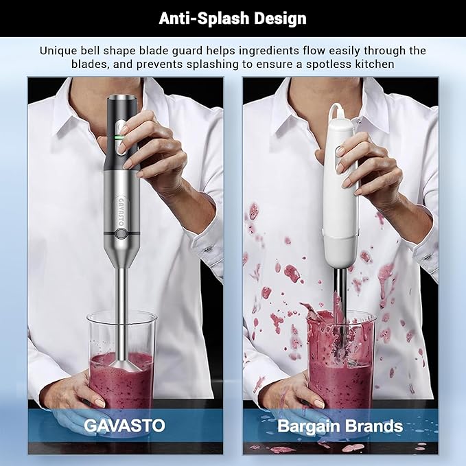 Immersion Blender RPM 16000±10% Hand Blender,15 Speed and Turbo Mode Hand Mixer, 3-in-1 Heavy Duty Copper Motor Stainless Steel Smart Stick with Egg Beaters and Chopper