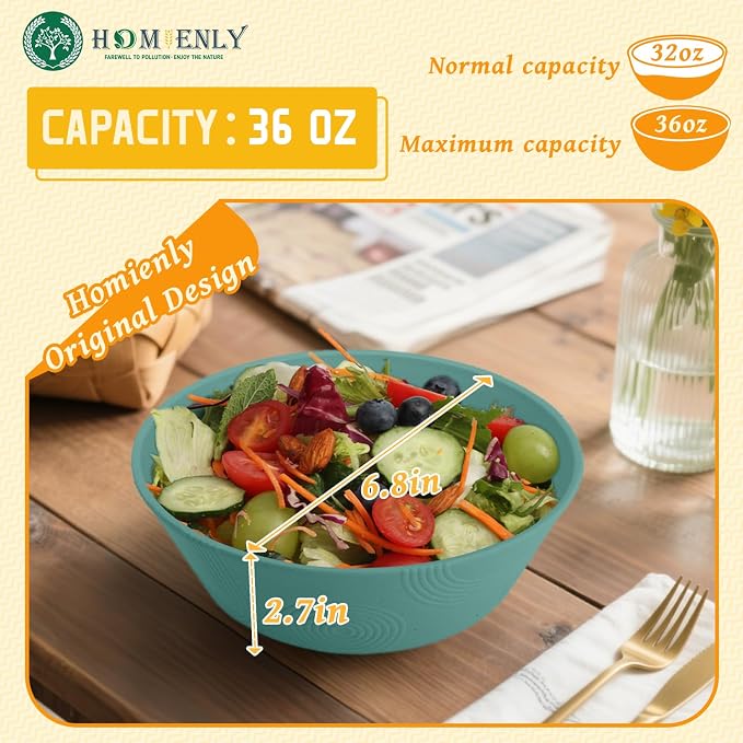 Wheat Straw Bowl Sets of 6-36oz Cereal Bowls, Microwave and Dishwasher Safe - Image 2